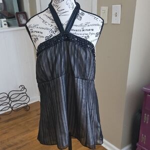 White House Black Market Black Sheer Top